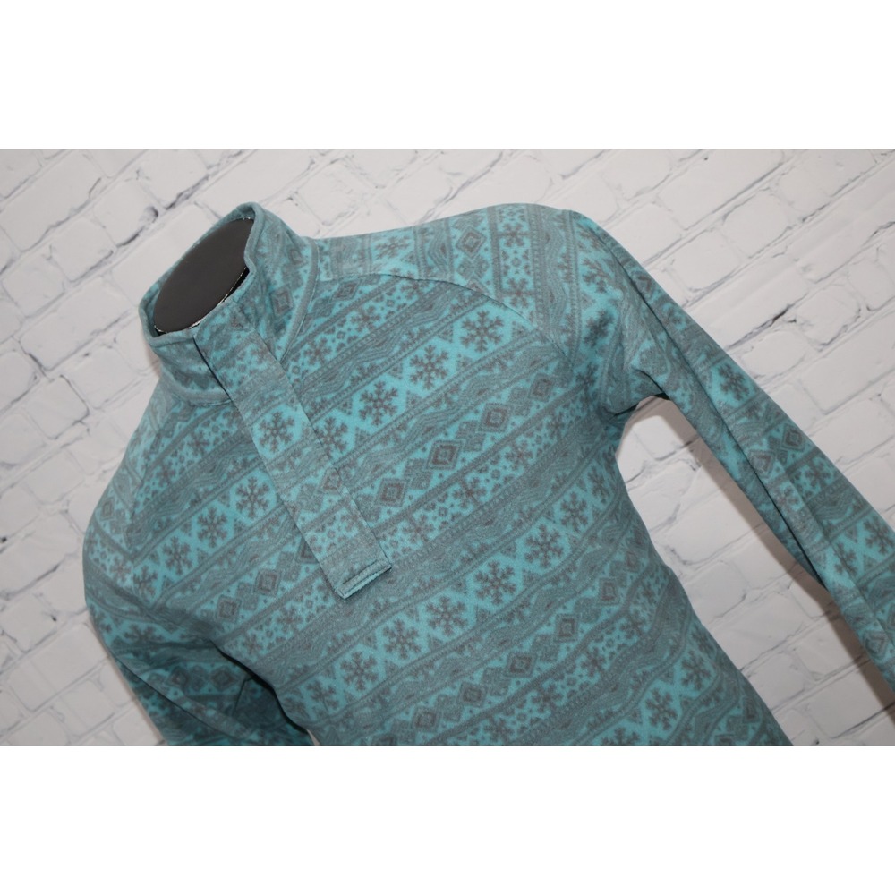 Southern Marsh Fleece Pullover Mens Medium Teal Blue Nordic Snowflake Snap